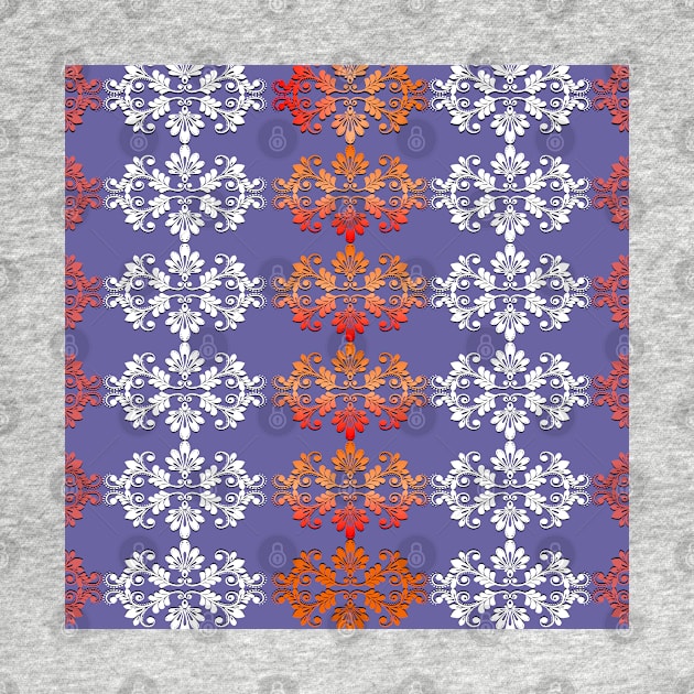 White and red intricate pattern on purple background. by ikshvaku